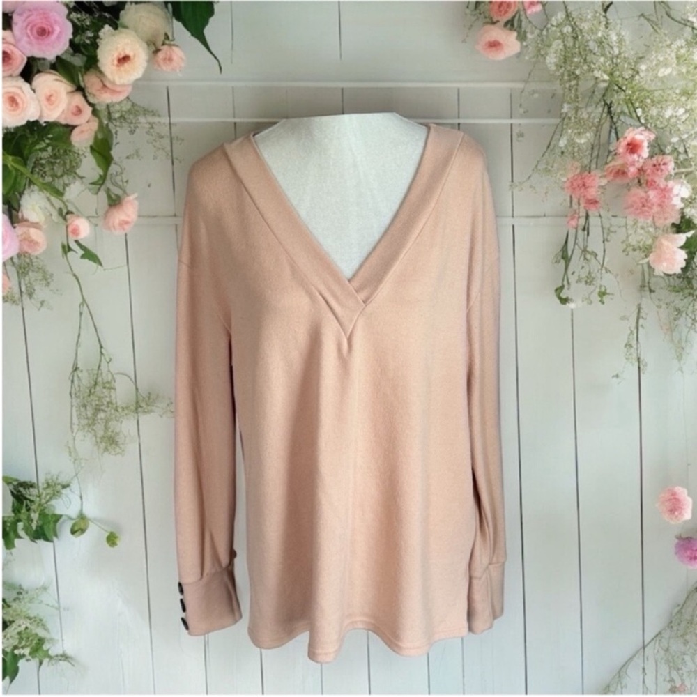 Shein Tan V-Neck Lightweight Sweater